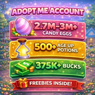 🥚 2.7M-3M+ Candy Eggs | 🧪 500+ Age Up Potions + 💵 375K+ Bucks | ✨ ADOPT ME ACCOUNT ✨ 
