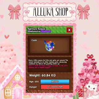 Huge Rainbow Hatched Dilophosaurus  { 60 + Kg }