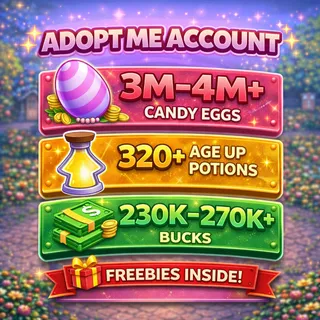 🥚 3M–4.1M Candy Eggs | 🧪 320–350 Age Up Potions + 💵 230K–270K Bucks | ✨ ADOPT ME ACCOUNT ✨