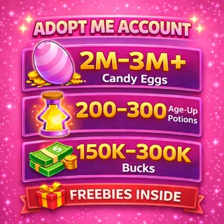 🥚 2M-3M+ Candy Eggs | 🧪 200-300 Age Up Potions + 💵 150K-300K Bucks | ✨ ADOPT ME ACCOUNT ✨