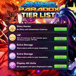 All Gamepasses - Anime Paradox 