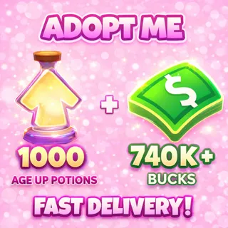 🧪 1000 Age Up Potions + 💵 740k+ Bucks | ✨ ADOPT ME ACCOUNT ✨ 