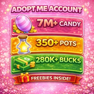 🥚 7M - 8M Candy Eggs | 🧪 350+ Age Up Potions + 💵 280K+ Bucks | ✨ ADOPT ME ACCOUNT ✨ 
