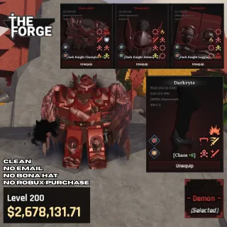 DARKRYTE CHAOS | THE FORGE END GAME ACCOUNT [ FULL DEMONITE SET ]