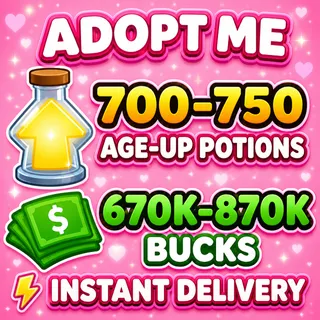 🧪 700–750+ Age-Up Potions + 💵 670K–870K+ Bucks | ✨ ADOPT ME ACCOUNT ✨