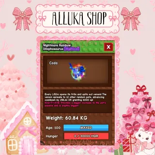 Huge Rainbow Hatched Dilophosaurus  { 60 + Kg }