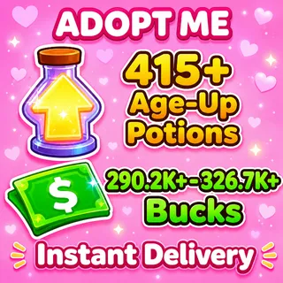 🧪 415+ Age-Up Potions + 💵 290.2K–326.7K+ Bucks | ✨ ADOPT ME ACCOUNT ✨