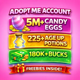 🥚 5M+ Candy Eggs | 🧪 225+ Age Up Potions + 💵 180K+ Bucks | ✨ ADOPT ME ACCOUNT ✨