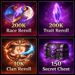 200K Race Reroll + 200K Trait Reroll + 10K Clan Reroll + 150 Secret Chest [ Sailor Piece Mega Bundle ]