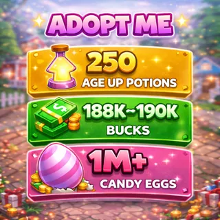 🥚 1M+ Candy Eggs | 🧪 250 Age Up Potions + 💵 188K–190K Bucks | ✨ ADOPT ME ACCOUNT ✨