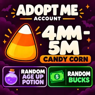 🍬 4 M – 5 M Candy Corn + Random Age Up Potions & Bucks | Adopt Me Account | Instant Delivery
