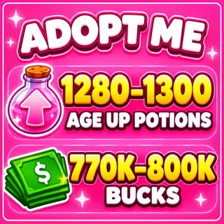 🧪 1280 - 1300 Age-Up Potions + 💵 770K - 800K+ Bucks | ✨ ADOPT ME ACCOUNT ✨