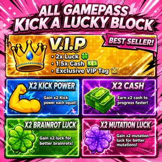🎁 All Gamepasses - Kick a Lucky Block