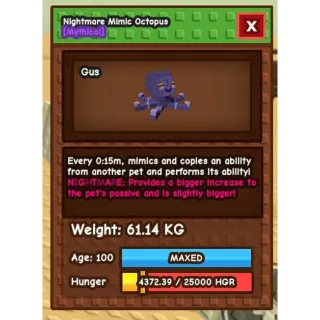 HUGE NIGHTMARE MIMIC OCTOPUS 60KG+ | 15s with toy | GROW A GARDEN