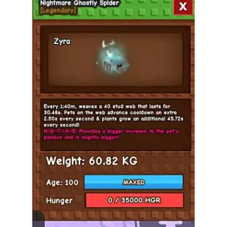 NIGHTMARE GHOSTLY SPIDER 60KG+