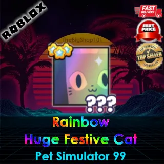 Rainbow huge Festive Cat