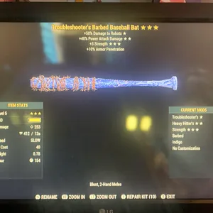 RARE INDIGO BASEBALL BAT