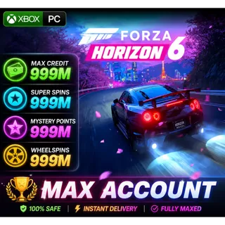 👑 XBOX/PC 🪙 999M CR 💎 999M Super Spins ✨ 999M Mystery Points 🎡 999M Wheelspins 🔥 Forza Horizon 6 🏎️