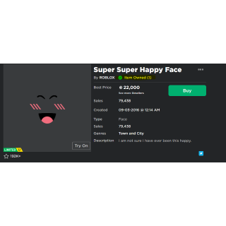 Collectibles Super Super Happy Face In Game Items Gameflip - super super happy face roblox avatars