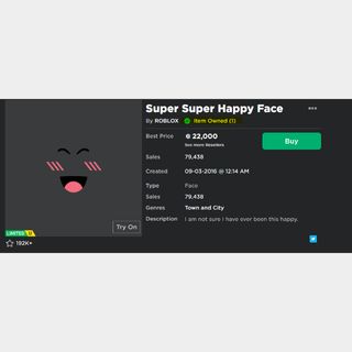 Collectibles Super Super Happy Face In Game Items Gameflip - super super happy face roblox super happy face roblox