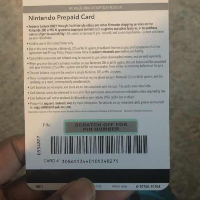 nintendo 20 dollar gift card