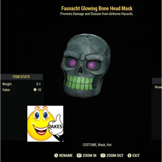 Fasnacht Glowing Bone Head Mask