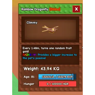 Huge RAINBOW Dragonfly 53.11 kg if max age