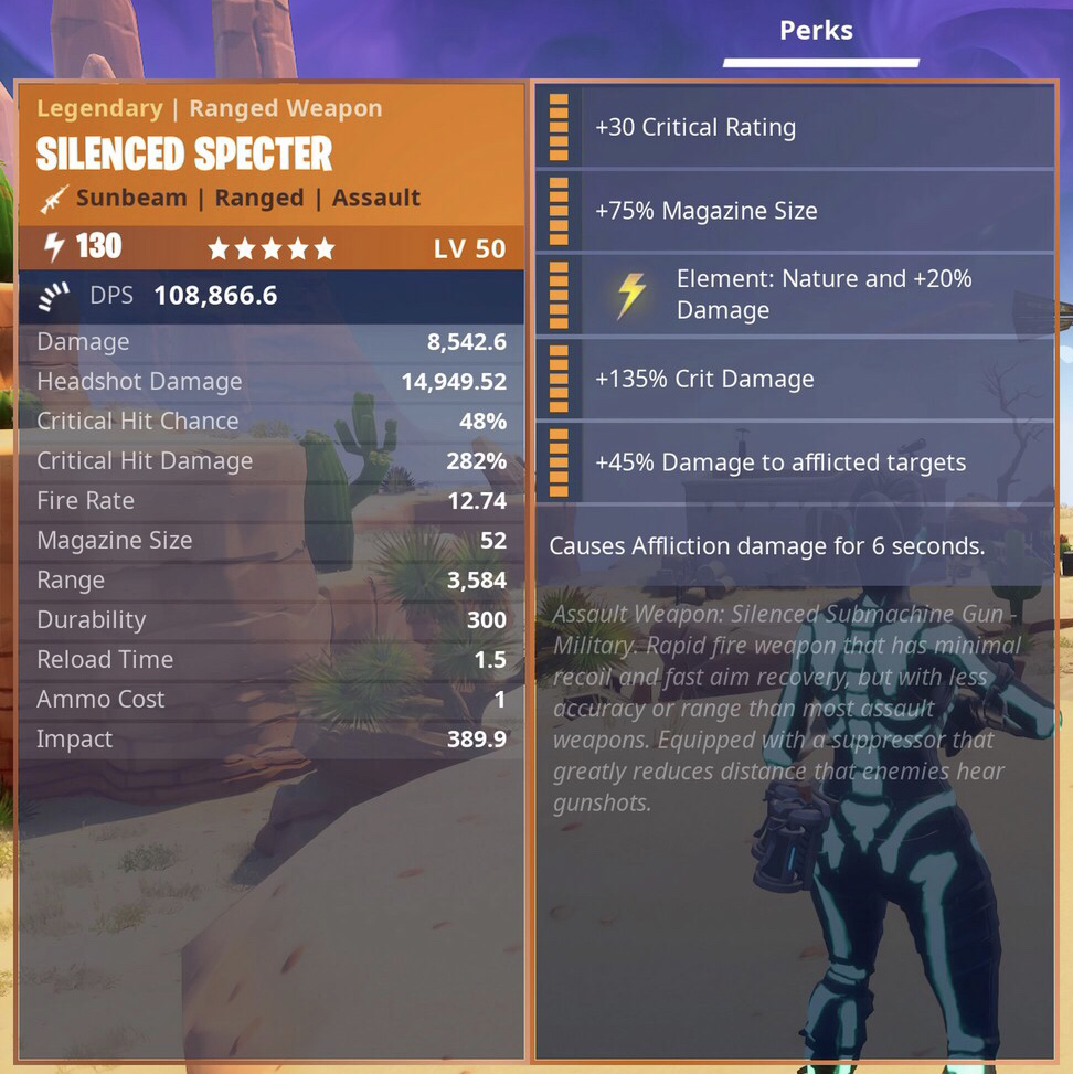 Fortnite Best Perks For Specter Bundle 3x 130 Sunbeam Max Perk Silenced Specter Nature Water Fire Fortnite Save The World Ps4 X Gameflip