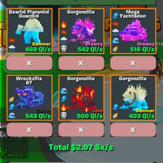 🔥 6 BRAINROTS 💎 403–543 Qi/s ⚡ SUMMER, DREAMY, LAVA & GALAXY 🌌 TOTAL 2.97 Sx/s 🚀 FAST DELIVERY