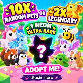 1 NEON ULTRA RARE 2X LEGENDARY AND 10X RANDOM PETS -adopt me