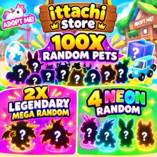 4 NEON RANDOM 2X LEGENDARY MEGA AND 100X RANDOM PETS -adopt me