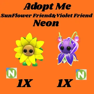 SunFlower Friend 1x neon And violet friend 1x neon- Adopt me
