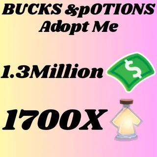  BUCKS AND AGE UP POTIONS  -ADOPT ME