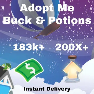 183K Bucks And 200X Potions - Adopt Me