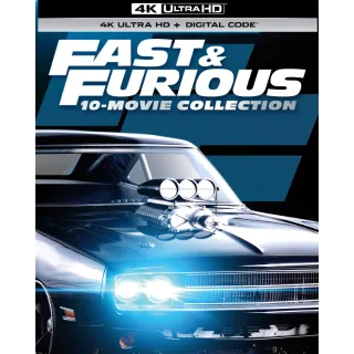 Fast & Furious 10 Movie Collection [4K UHD] MOVIESANYWHERE