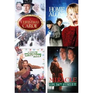 4-Movie Christmas Classics (Miracle on 34th Street, A Christmas Carol, Home Alone, Jingle All the Way) HD MOVIESANYWHERE