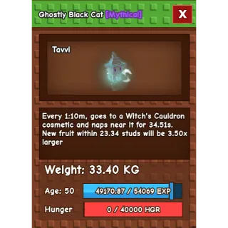 Huge Ghostly Black Cat 60kg If Age 100