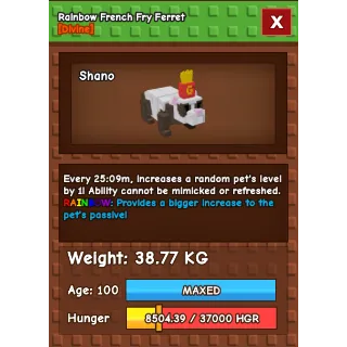 Rainbow French Fry Ferret 38kg+