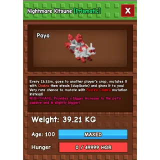 Nightmare Kitsune 39kg+ Age 100