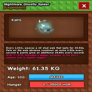 HUGE GHOSTLY SPIDER 61KG