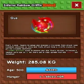 285KG INFERNO RAINBOW HATCHED GRIFFIN / RBH GRIFFIN