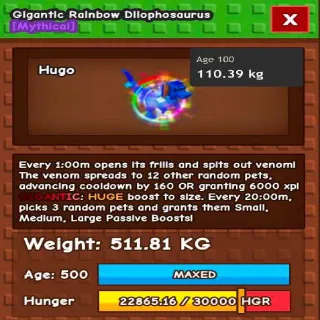 110KG RAINBOW HATCHED DILOPHOSAURUS / RBH DILO