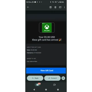 $5.00 USD Xbox Gift Card
