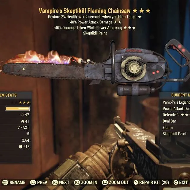 V4040 Chainsaw Fallout 76 Game Items Gameflip