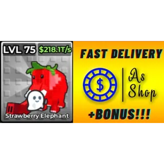 2x Phantom Strawberry Elephant (OG) | Max Level (Kick a Lucky Block)