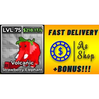 5x Volcanic Strawberry Elephant (OG) | Max Level (Kick a Lucky Block)