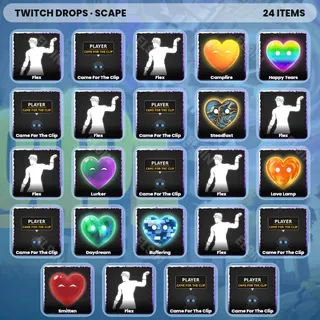 🧨 Scape Twitch Drops 🌌 Scape Day 8: Smitten [Total 24 Items]
