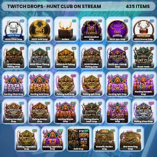 🌐 Hunt Club On Stream Twitch Drops 💎 Labor Day Drops 2 of 2 [Total 435 Items]