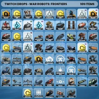 🧨 War Robots: Frontiers Twitch Drops ✅ Shadowed Bastion [Total 109 Items]