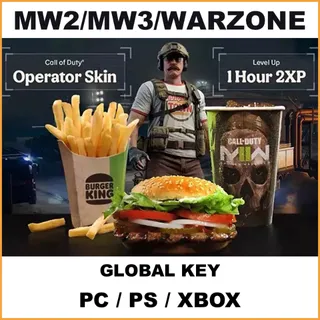 🔥 Call of Duty CoD MW2/MW3/Warzone PROMO | Burger King (BK) Operator Skin + 1 Hour Double XP | Global Key PC/PS/Xbox